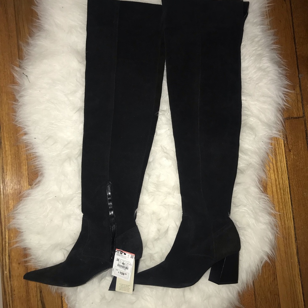 Zara leather over knee boots